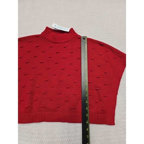 Carters Poncho Sweater Girls 3T Swiss Dot Red Christmas Holiday New - Picture 2 of 7